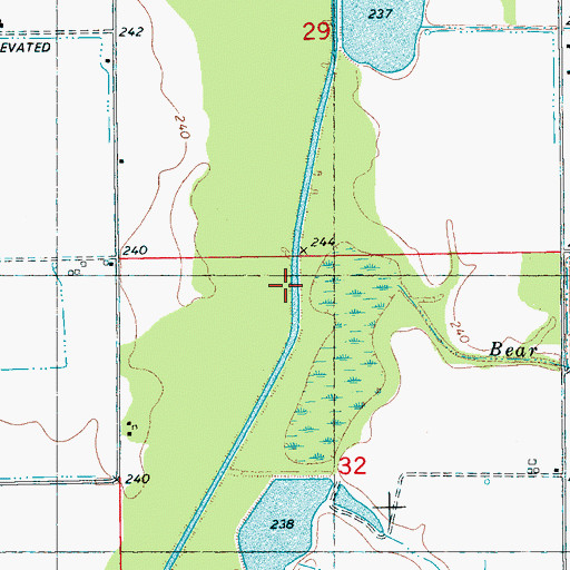 Topographic Map of Bear Branch, AR