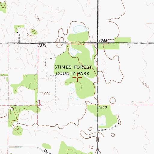 Topographic Map of Stimes Forest County Park, IA