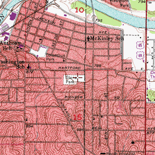 Topographic Map of Stone Park, IA
