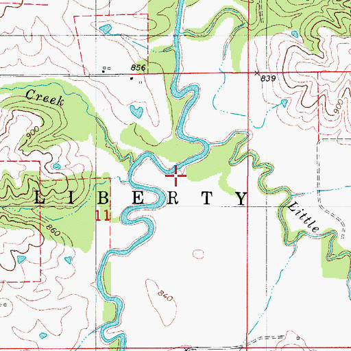 Topographic Map of Barker Creek, IA