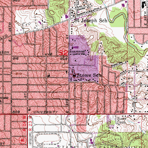 Topographic Map of Stowe Elementary School, IA