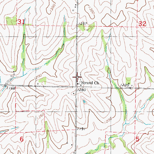 Topographic Map of Strand Cemetery, IA