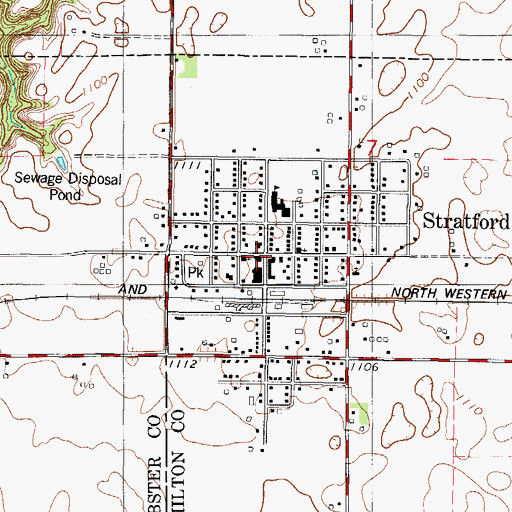 Topographic Map of Stratford, IA