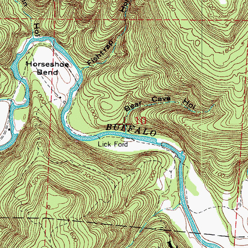 Topographic Map of Bear Cave Hollow, AR