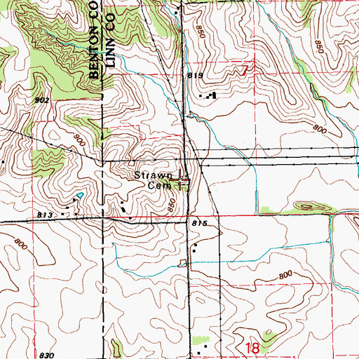 Topographic Map of Strawn Cemetery, IA