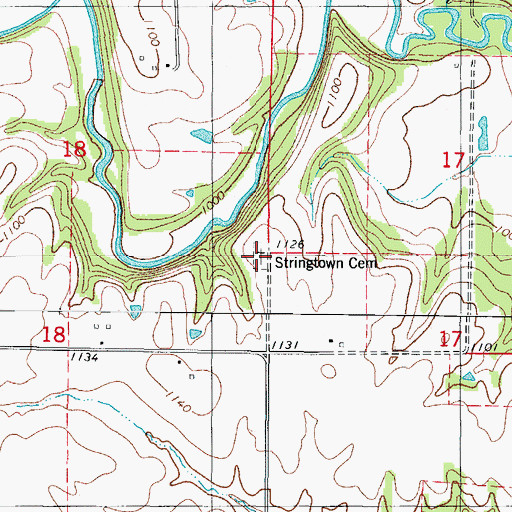 Topographic Map of Stringtown Cemetery, IA