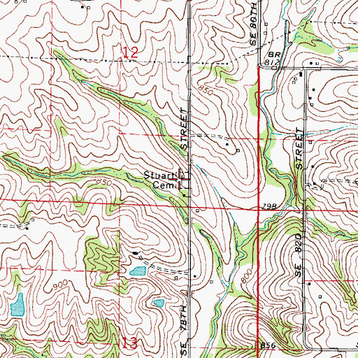 Topographic Map of Stuart Cemetery, IA