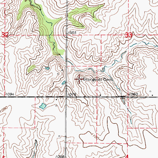 Topographic Map of Sturgeon Cemetery, IA