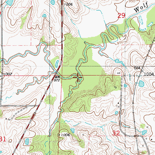 Topographic Map of Sugar Creek, IA
