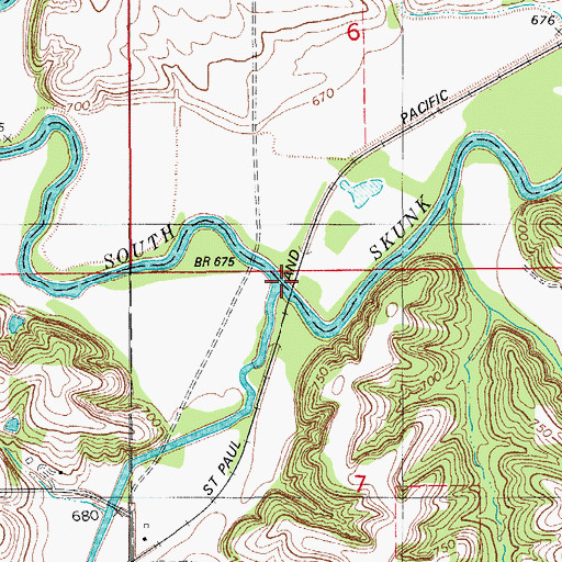 Topographic Map of Sugar Creek, IA