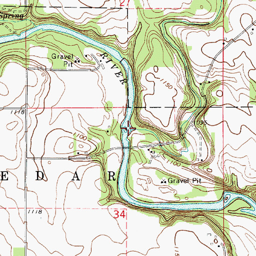 Topographic Map of Sugar Creek, IA