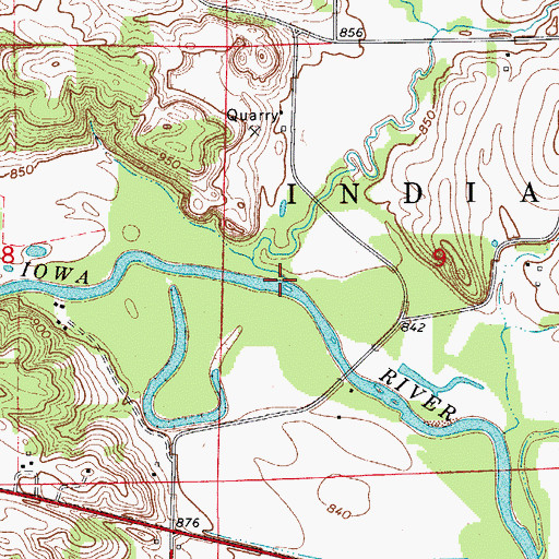 Topographic Map of Sugar Creek, IA