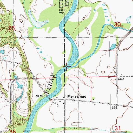 Topographic Map of Sugar Creek, IA