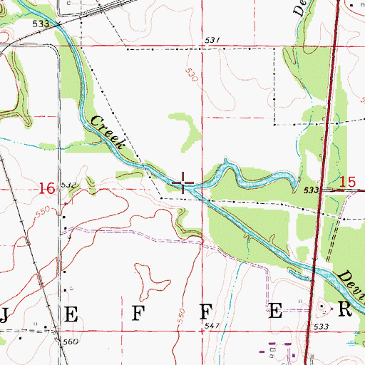 Topographic Map of Sugar Creek, IA
