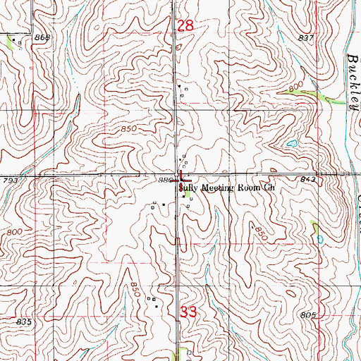Topographic Map of Sully Meeting Room Church, IA