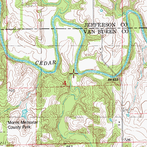 Topographic Map of Summer Creek, IA