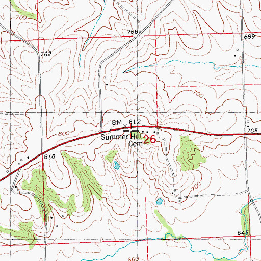 Topographic Map of Summer Hill Cemetery, IA