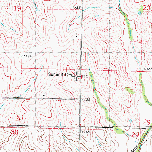 Topographic Map of Summit Cemetery, IA