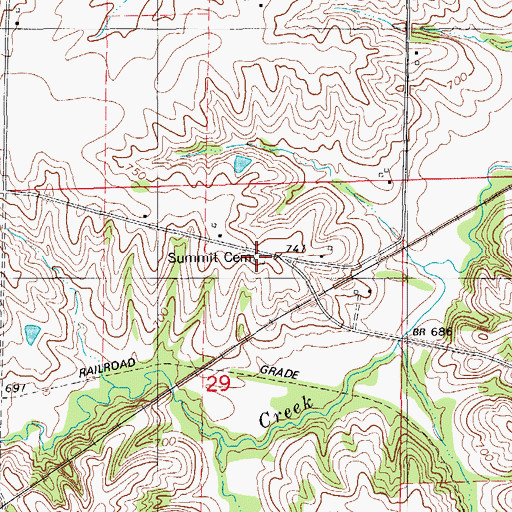 Topographic Map of Summit Cemetery, IA