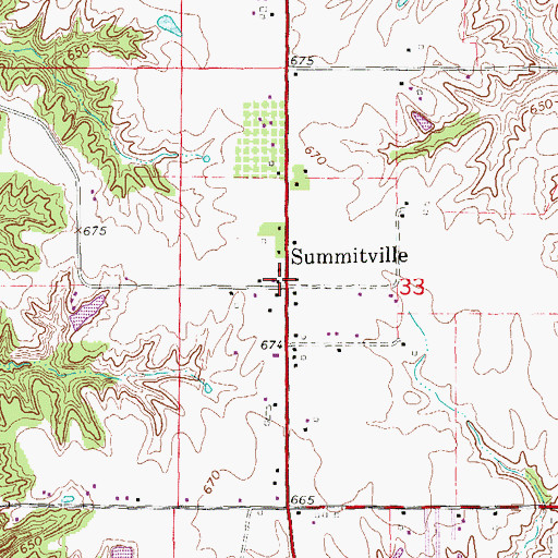 Topographic Map of Summitville, IA