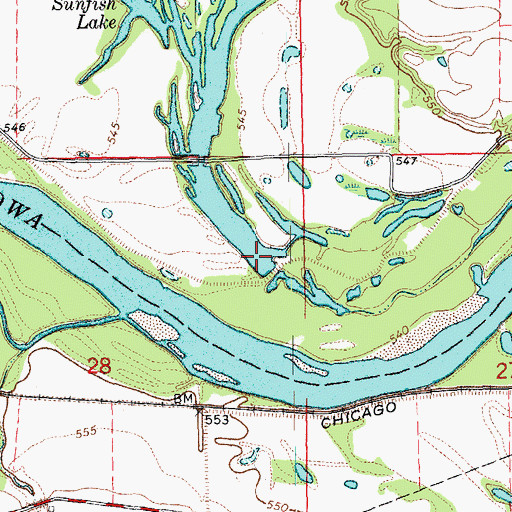 Topographic Map of Sunfish Lake, IA