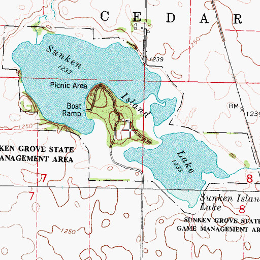 Topographic Map of Sunken Grove State Game Management Area, IA