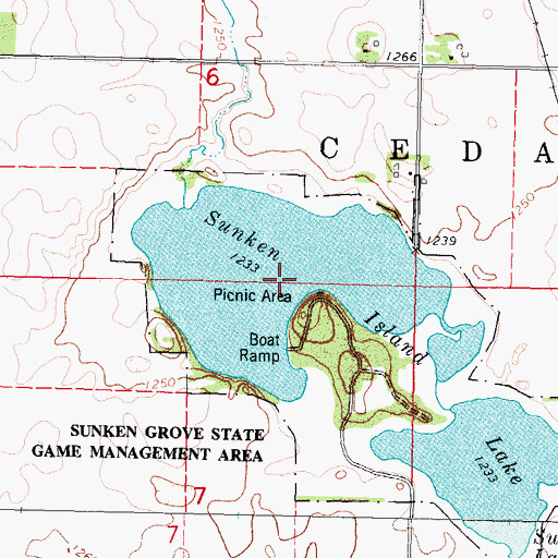 Topographic Map of Sunken Island Lake, IA