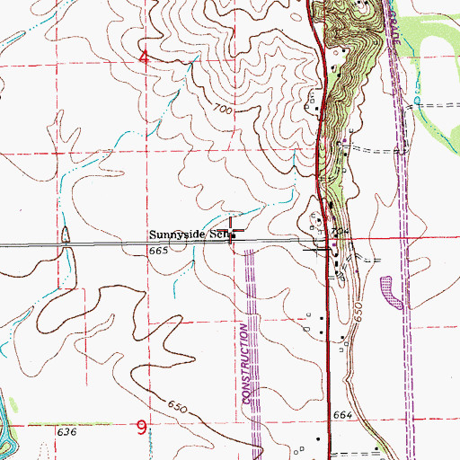 Topographic Map of Sunnyside School, IA