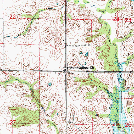 Topographic Map of Sunnyslope Church, IA