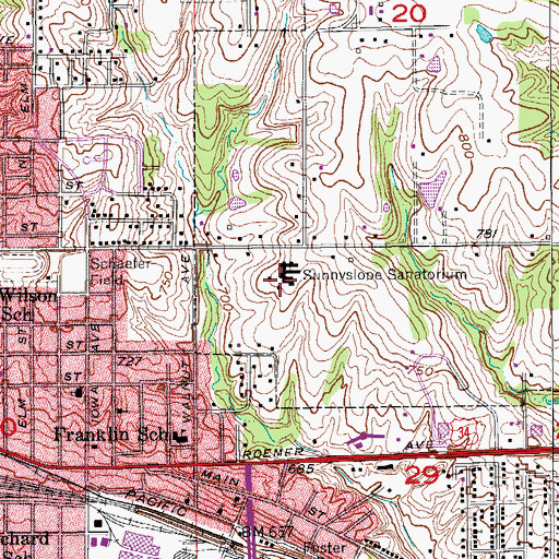 Topographic Map of Sunnyside Care Center, IA
