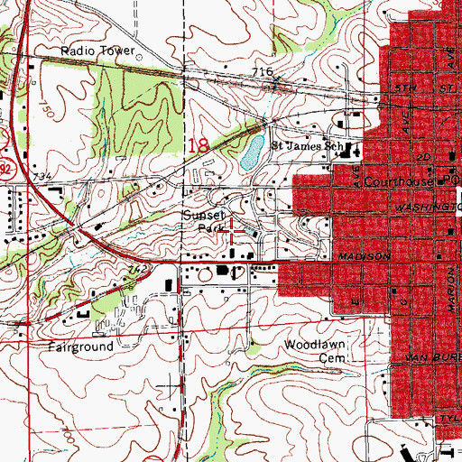 Topographic Map of Sunset Park, IA