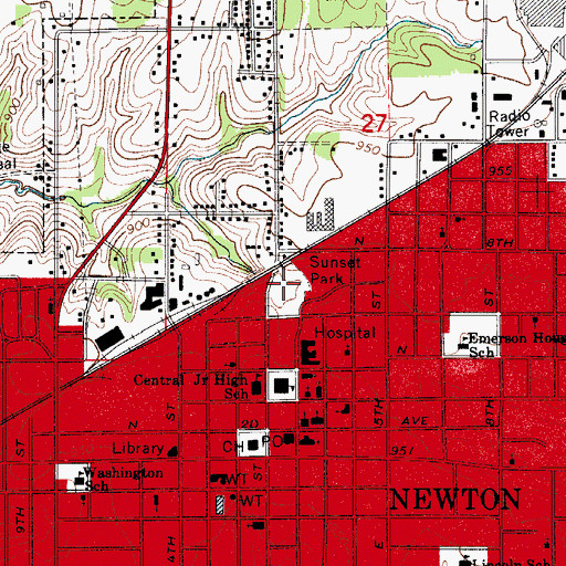 Topographic Map of Sunset Park, IA