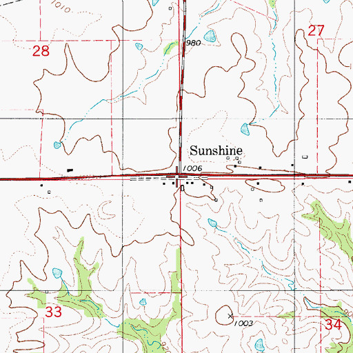 Topographic Map of Sunshine, IA