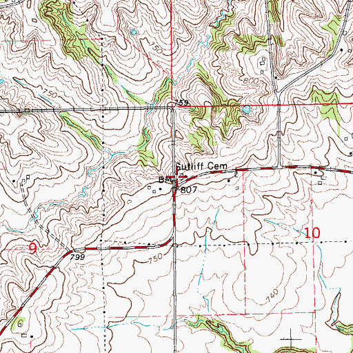 Topographic Map of Sutiff Cemetery, IA