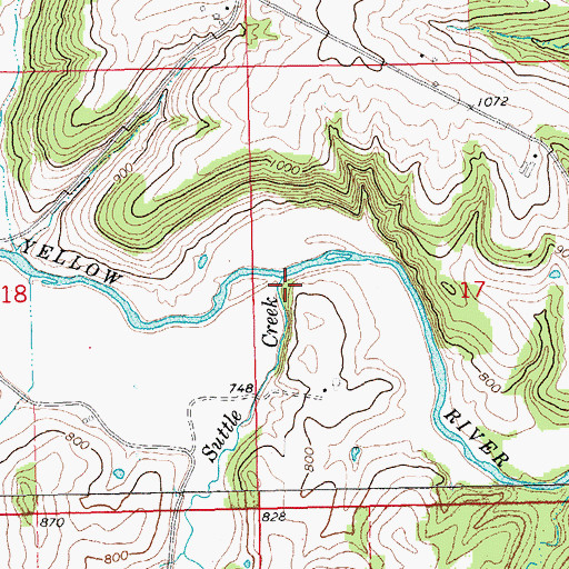 Topographic Map of Suttle Creek, IA