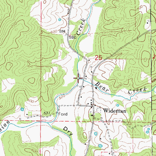 Topographic Map of Bear Creek, AR