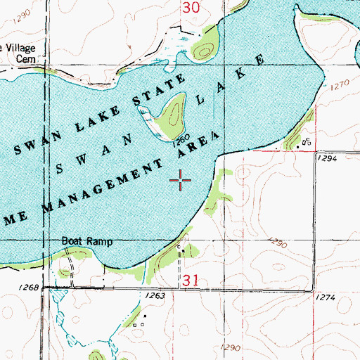 Topographic Map of Swan Lake, IA