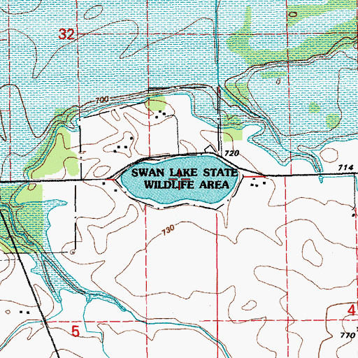 Topographic Map of Swan Lake, IA