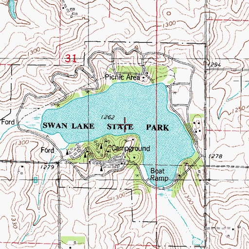 Topographic Map of Swan Lake, IA