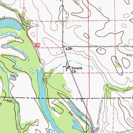 Topographic Map of Swank Church, IA