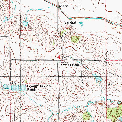 Topographic Map of Swans Cemetery, IA