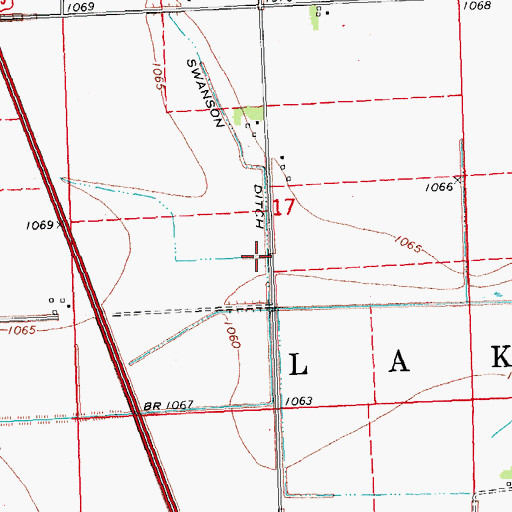 Topographic Map of Swanson Ditch, IA