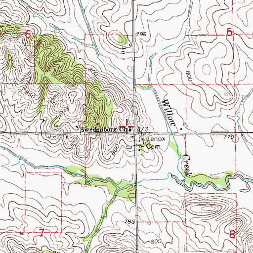 Topographic Map of Swedenborg Church, IA