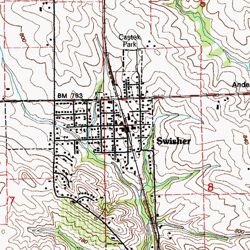 Topographic Map of Swisher, IA