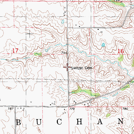 Topographic Map of Switzer Cemetery, IA