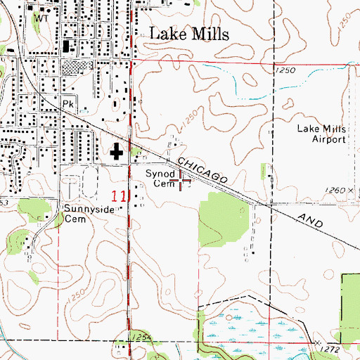Topographic Map of Synod Cemetery, IA