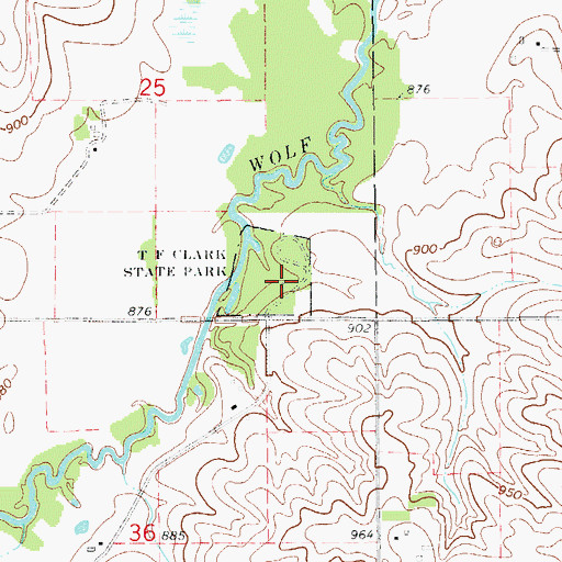 Topographic Map of T F Clark State Park, IA
