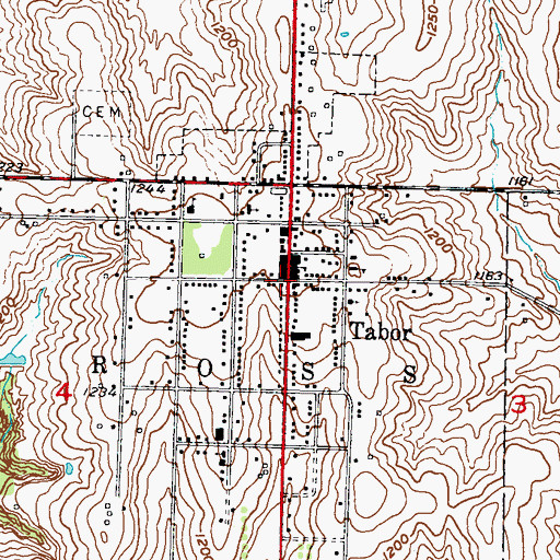 Topographic Map of Tabor, IA