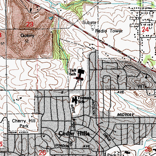 Topographic Map of Taft Middle School, IA