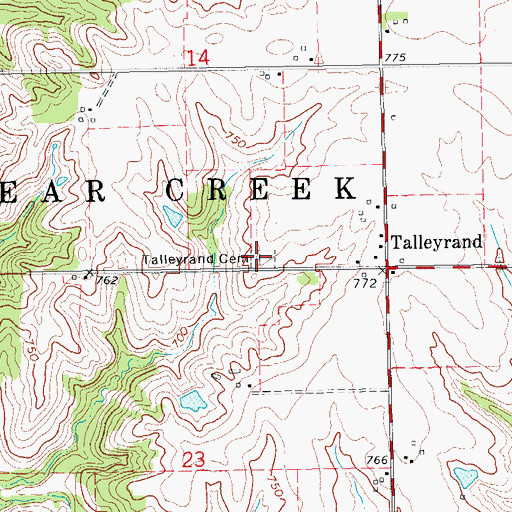 Topographic Map of Talleyrand Cemetery, IA